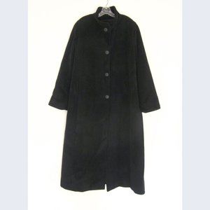 Cinzia Rocca Wool Cashmere Funnel Neck Long Coat 16 Black Made in Italy